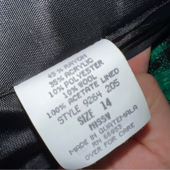 Vintage Leslie Fay Sportswear Green and Black Houndstooth Blazer Size 14 Missy - Picture 3 of 8